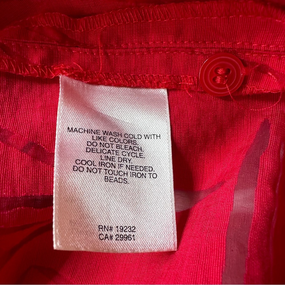 Alfred Dunner Red Burnout Button Top Sz 1X (?) Sailboat Nautical Coastal * READ - Picture 6 of 14